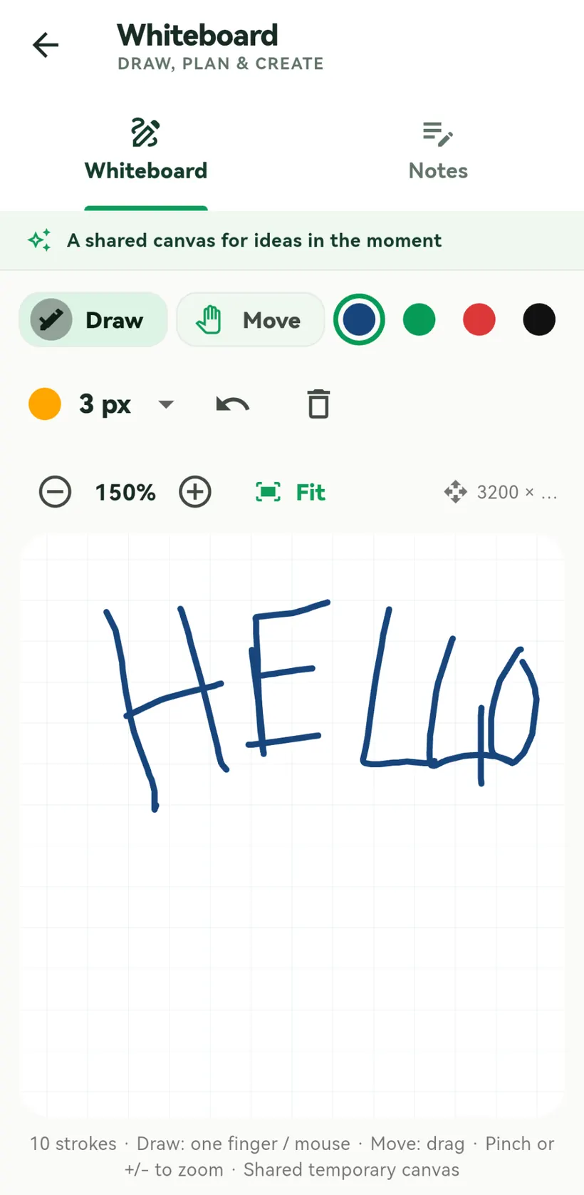 Echo Whiteboard app screen showing collaborative canvas